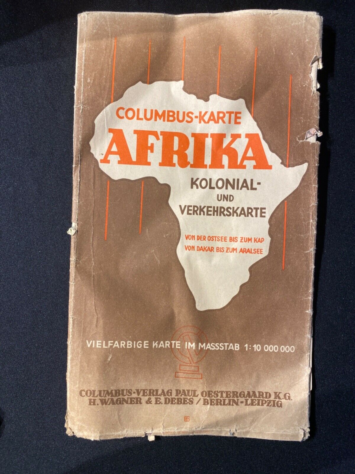 1941 Columbus Karte Afrika Kolonial-und Verkehrskarte Columbus Card Africa Map