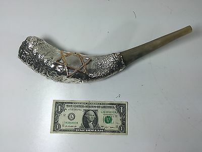 Kosher Ram Horn Shofar With Silver Plate Featuring The Star Of David