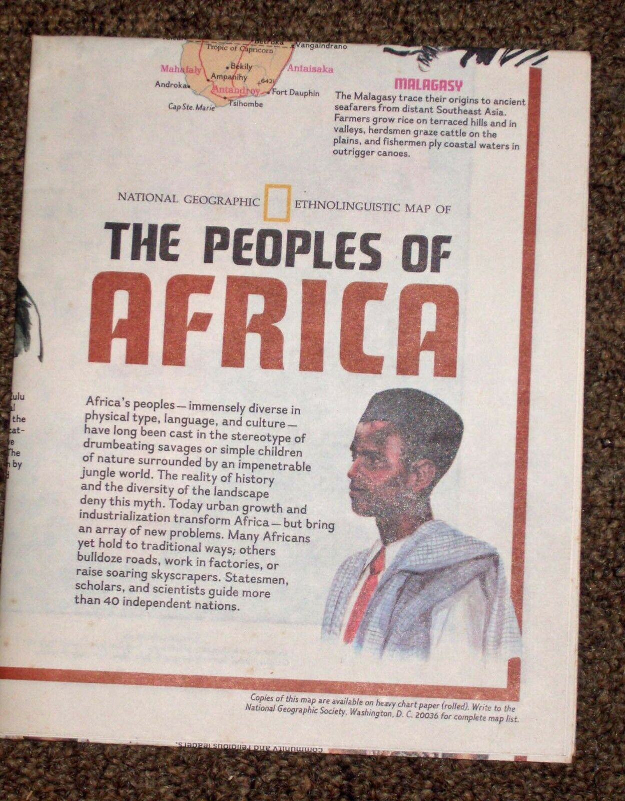 Vintage National Geographic Society Peoples Of Africa Map And Poster