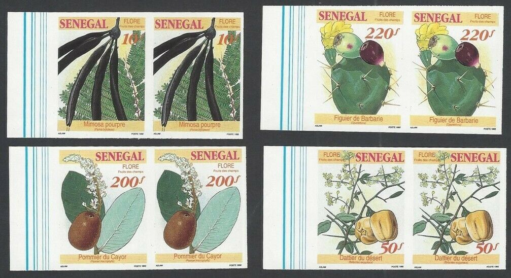 Senegal #1032-35 Fruit Bearing Plants Imperf Pairs Mnh