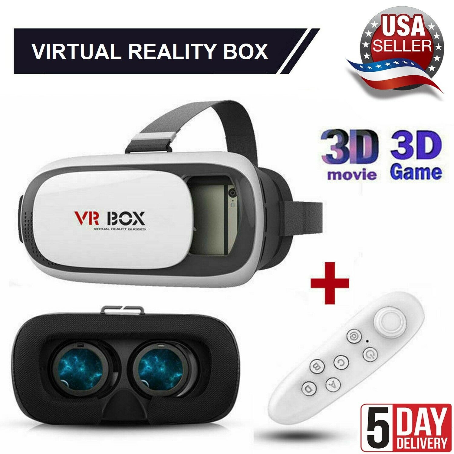 New Virtual Reality Vr Headset 3d Glasses Goggles With Remote For Iphone Samsung
