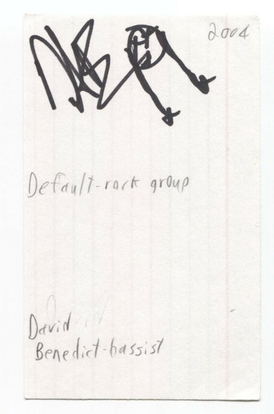Default Dave Benedict Signed 3x5 Index Card Autographed Signature Dave