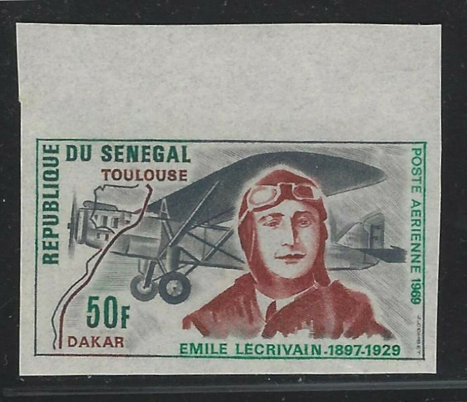 1970 Senegal Scott #c75a - Imperf 50fr Emile Lécrivain Air Mail Stamp - Mnh