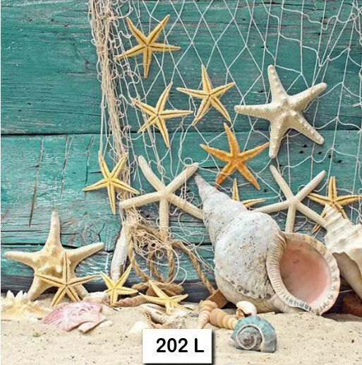 (202) Two Individual Paper Luncheon Decoupage Napkins - Starfish Seashells Ocean
