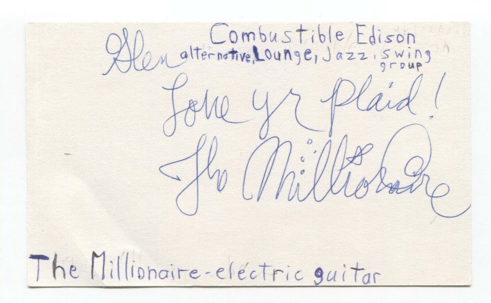 Michael Cudahy The Millionair Signed Index Card Autographed Combustible Edison