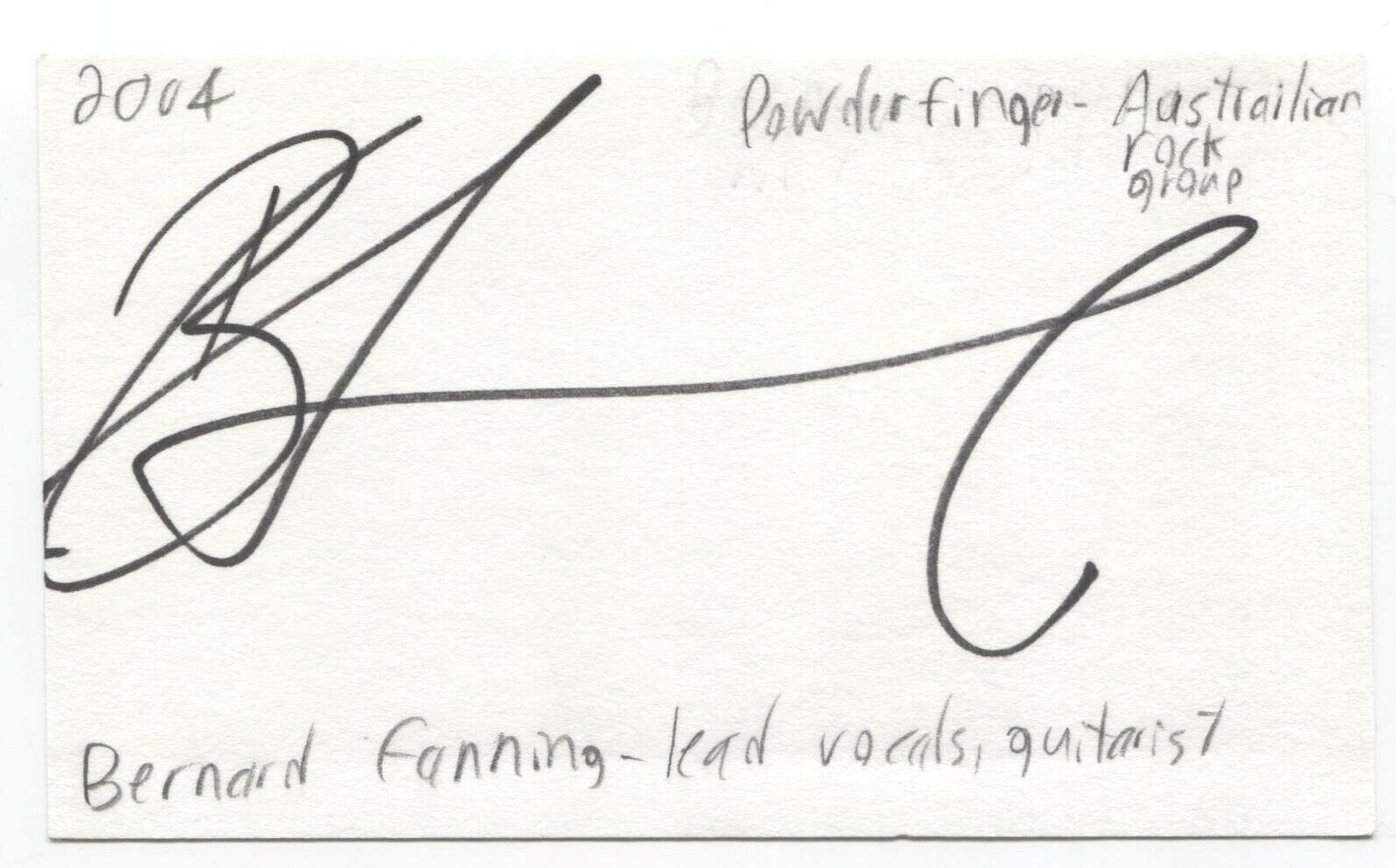 Powderfinger - Bernard Fanning Signed 3x5 Index Card Autographed Signature
