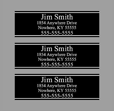Custom Black Club Shaft Labels With Your Name, Address & Phone Number