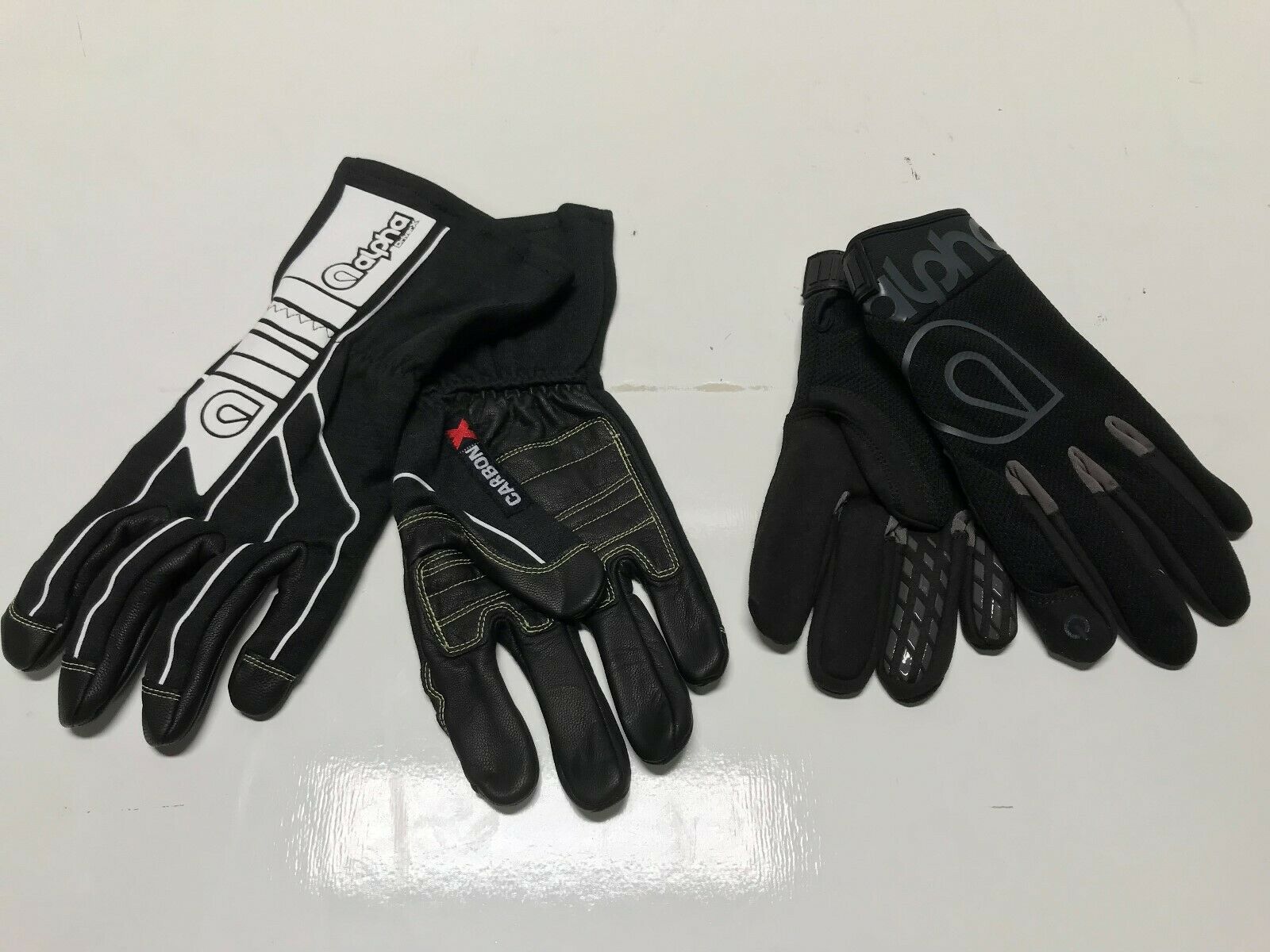 Alpha Driver X Racing Gloves Black Xxlarge W/ A Pair Of Alpha Mechanics Gloves