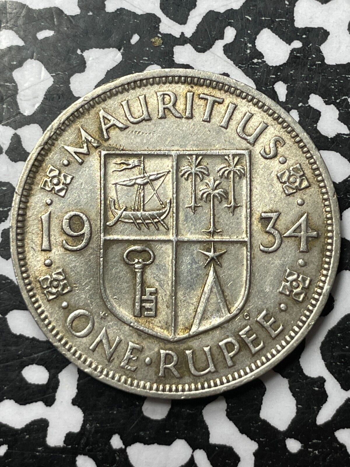 1934 Mauritius 1 Rupee Lot#jm4820 Silver! High Grade! Beautiful!