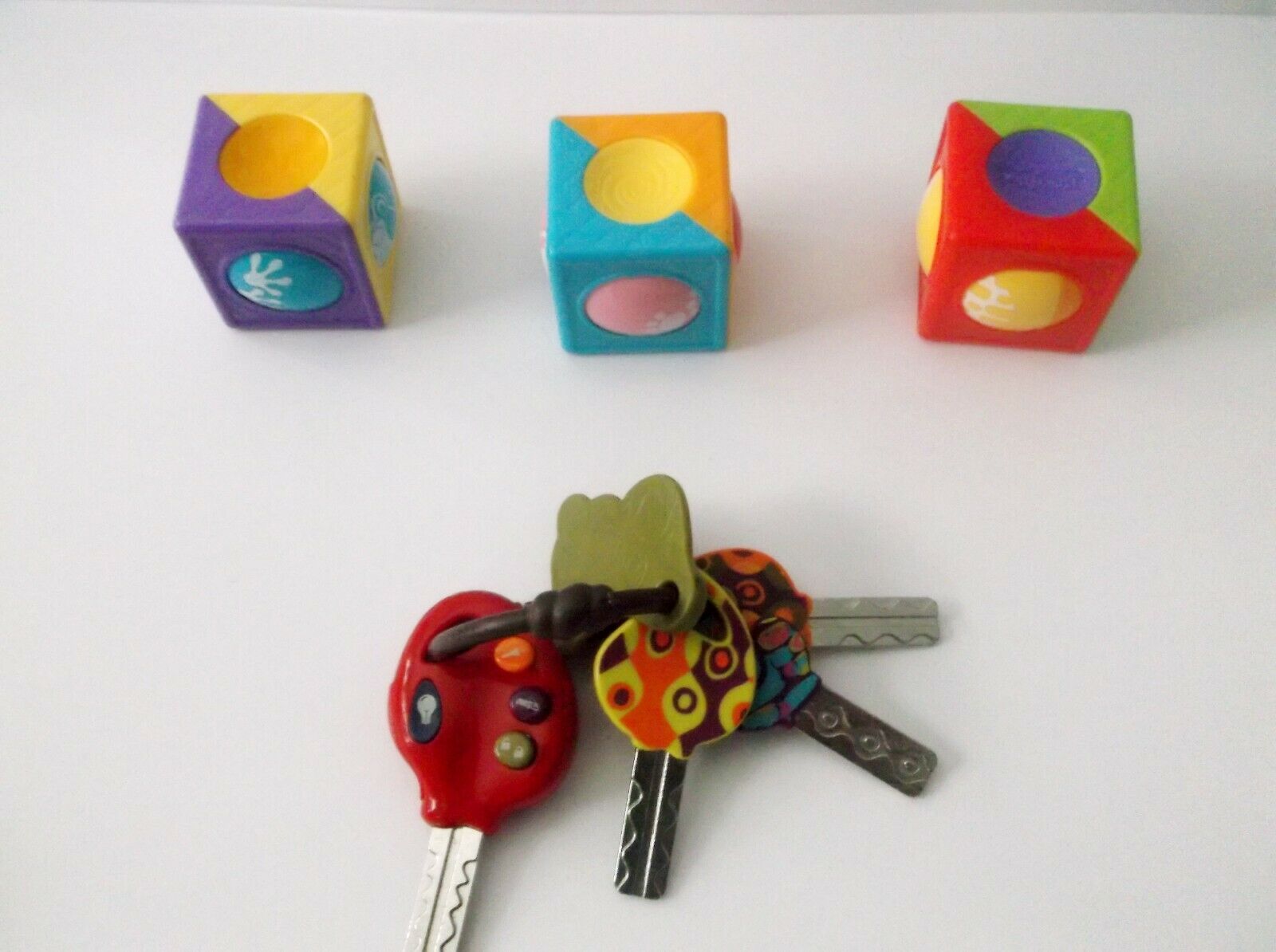 Fisher-price Stack Sensory Blocks, 3 Colorful Baby Block & Keys With Remote