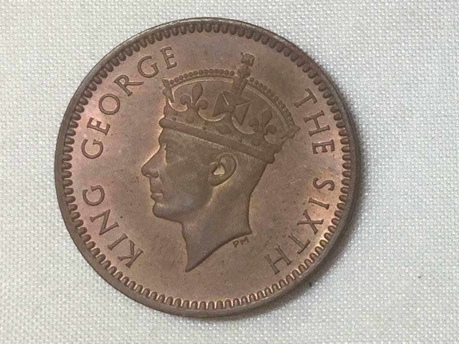 Mauritius 1949 Choice Uncirculated Cent Of King George Vi  Free Usa Shipping