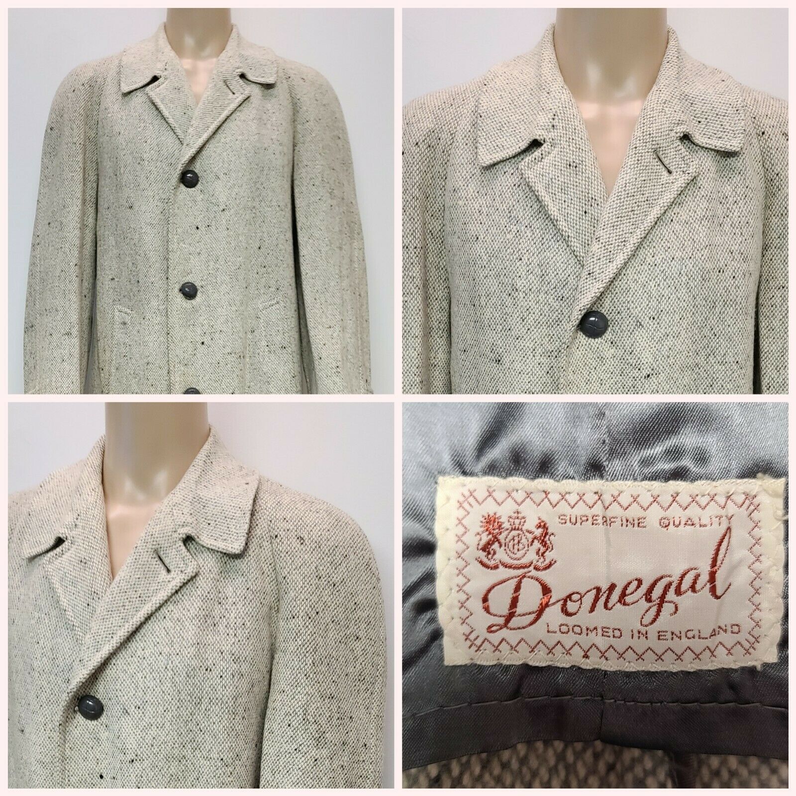 Vtg 50s 60s Donegal England Flecked Wool Overcoat ~ Men's Sz Xl?