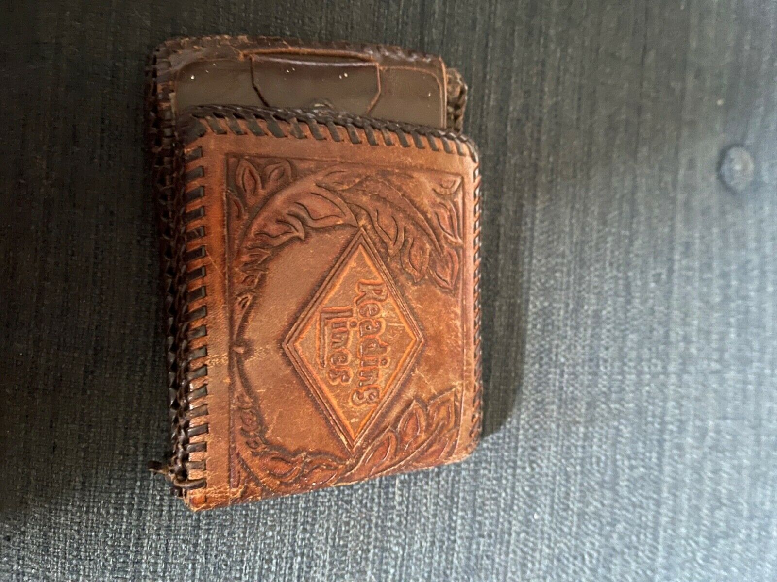 Old Reading Lines Railroad Leather Wallet. Embossed Designs.  wear. Personalized