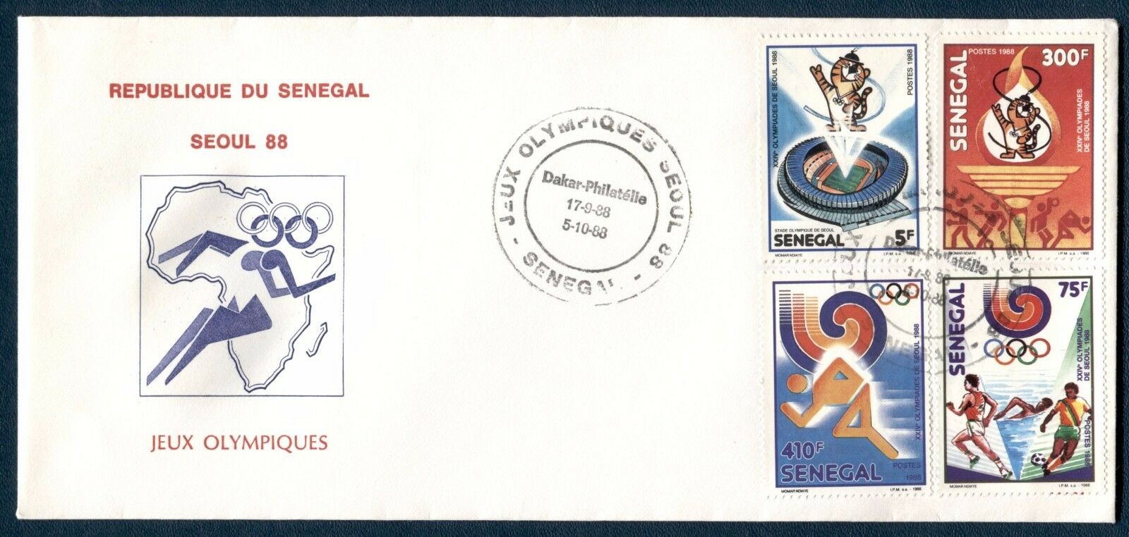 Senegal 1988, Sports: Seoul Olympic Games, Scott 786-789 On Fdc