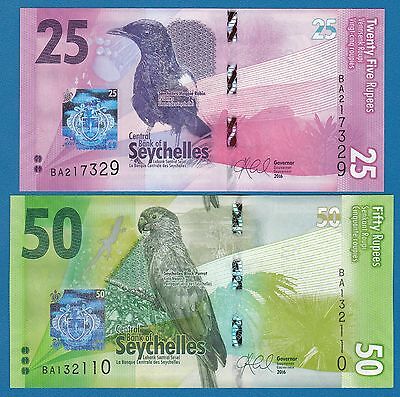 Seychelles Set 2 Notes 25 & 50 Rupees P 48 49 2016 Unc Low Shipping Combine Free