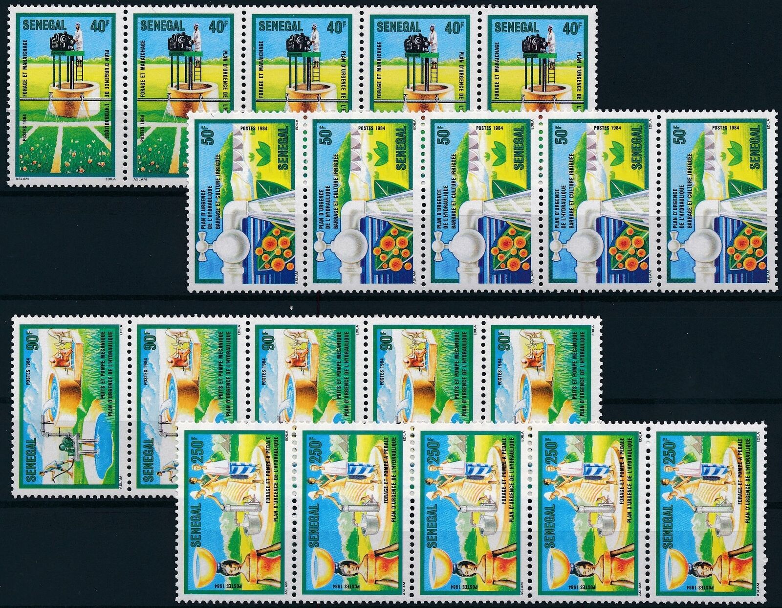 [pg20.632] Senegal 1985 : 5x Good Set Very Fine Mnh Stamps In Strips