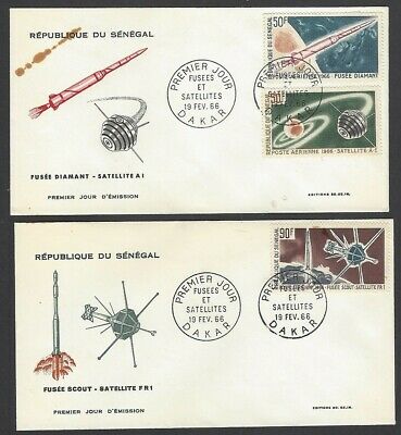 Senegal #c43-45 1966 French Achievements In Space 3v On 2 Fdcs