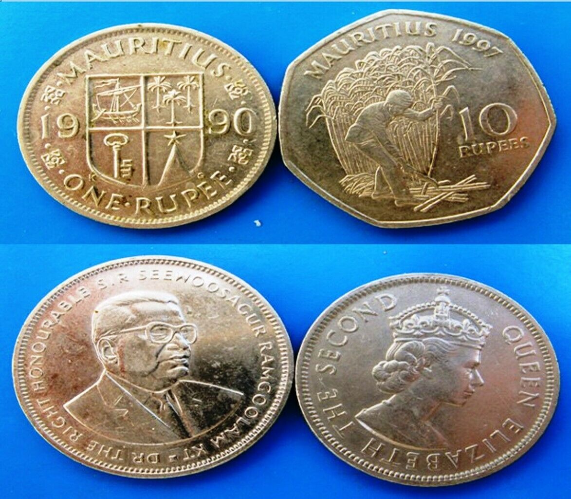Mauritius - 1971 + 1990 +1992+ 1997 - 1 - 10 Rupees - Au - 4 Coins Lot