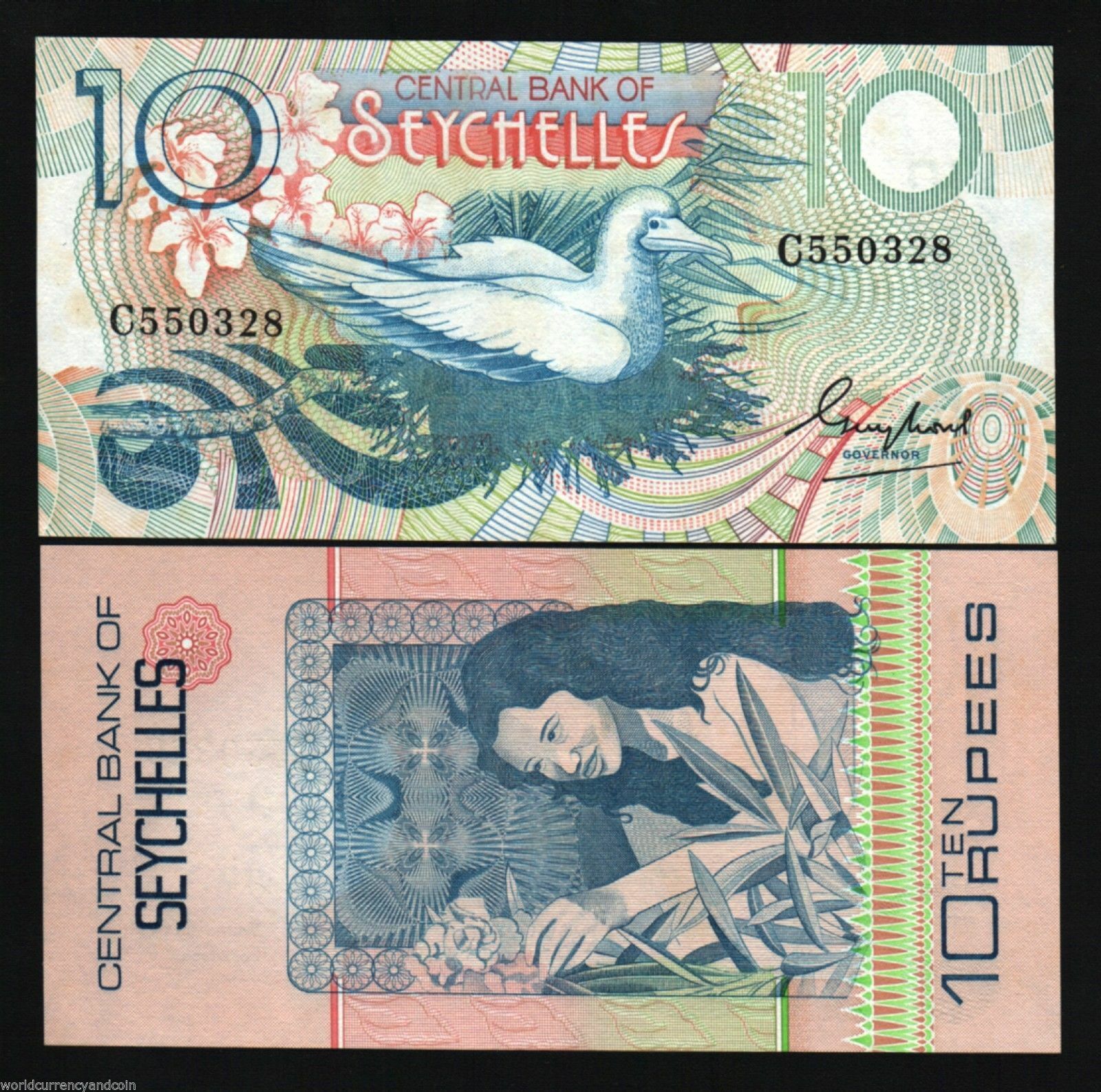 Seychelles 10 Rupees P-28 1983 Red Footed Bobby Bird Unc Africa Animal Bank Note