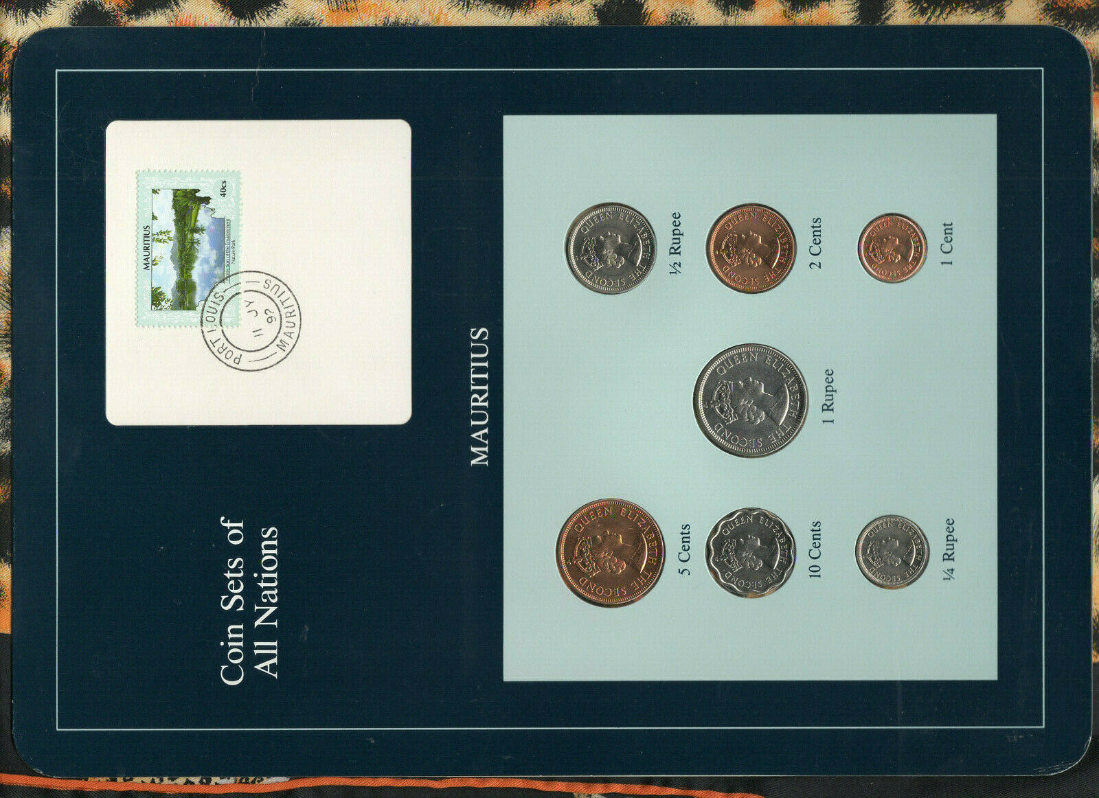 Coin Sets Of All Nations Mauritius 1, 1/2, 1/4 Rupee, 10, 5, 2, 1 Cents 1978 Unc